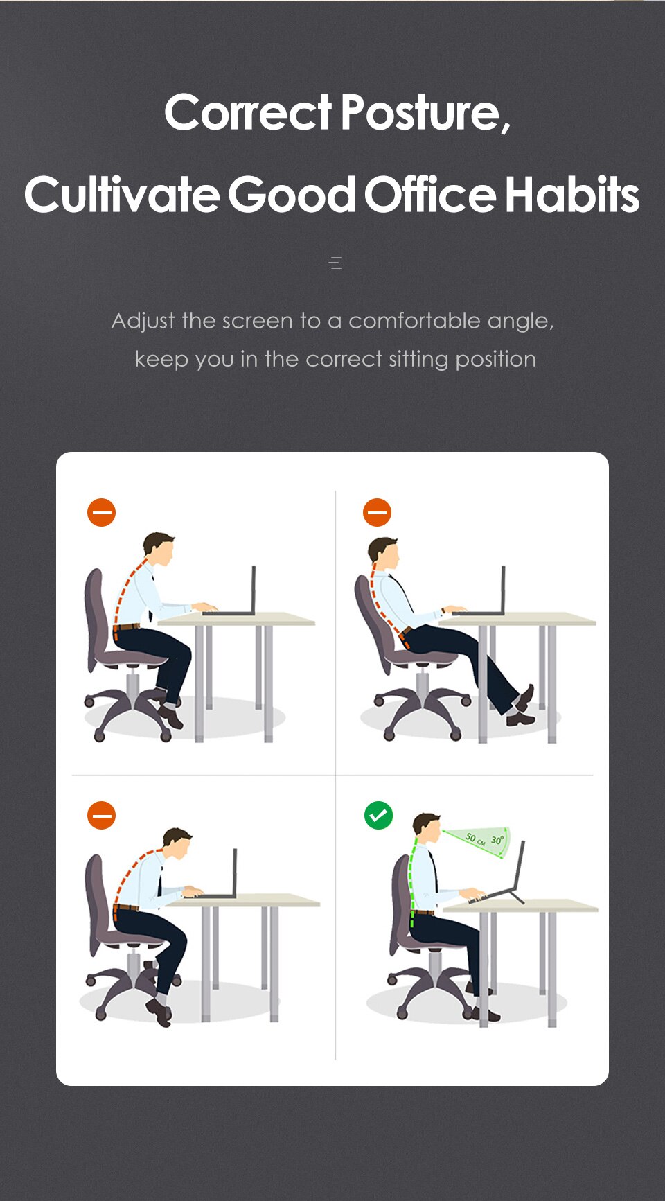 Adjustable Anti-Slip Aluminum Laptop Holder