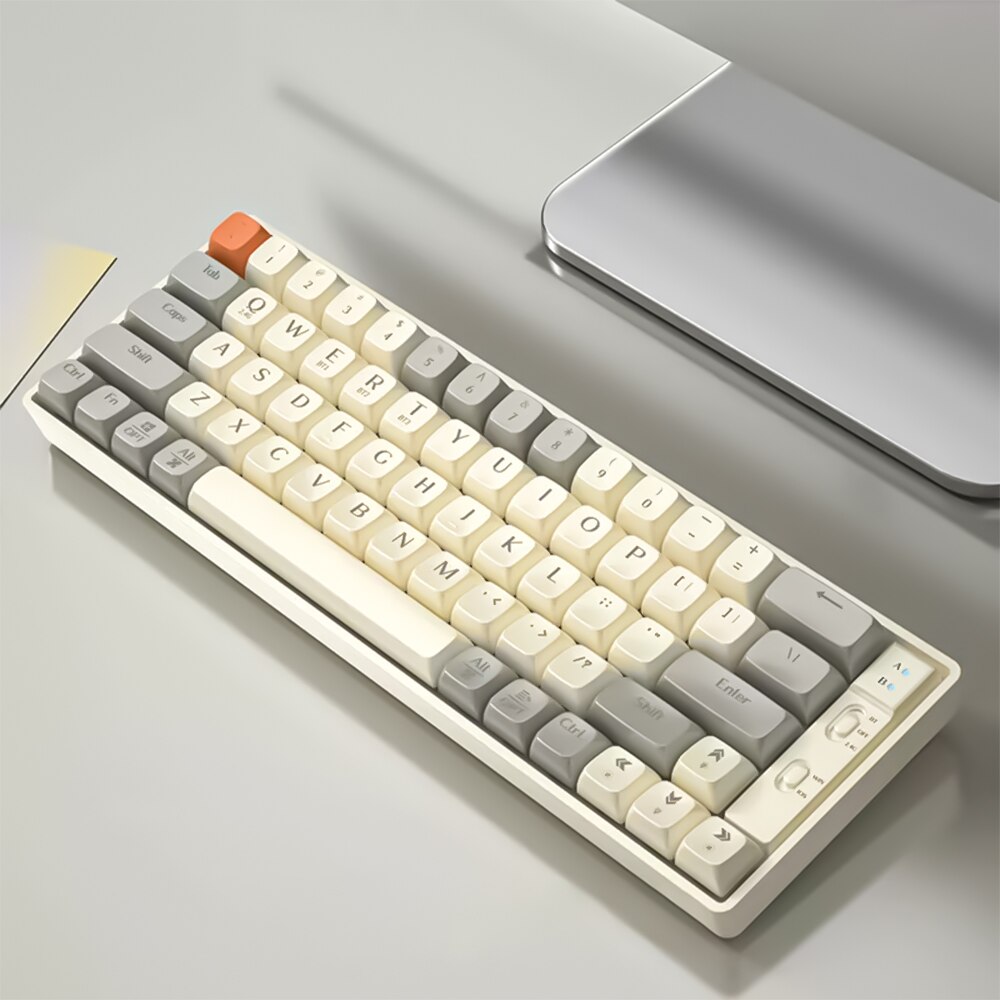 RGB Luz Sem Fio bluetooth Teclado Mec&acirc;nico Teclado De Jogos PBT Keycaps Hot Swappable 65 Teclas para PC Laptop cabo destac&aacute;vel