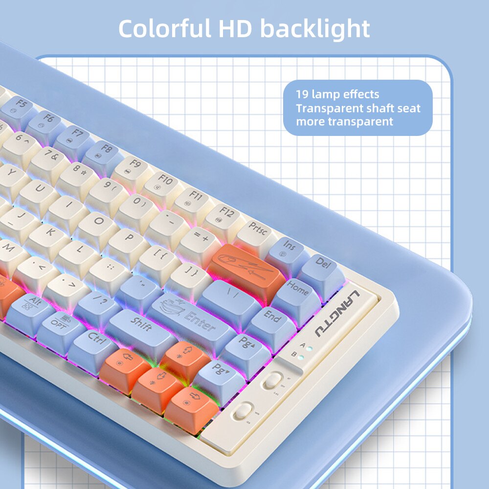 RGB Luz Sem Fio bluetooth Teclado Mecânico Teclado De Jogos PBT Keycaps Hot Swappable Teclas