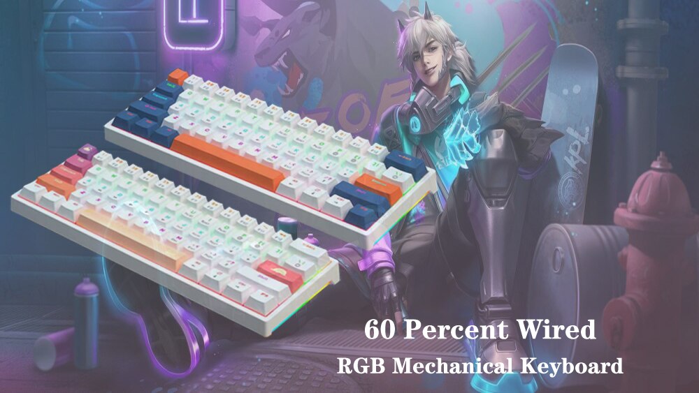 F3060 75 por cento 84 teclas com fio bot&atilde;o macro teclado mec&acirc;nico quente swappable rgb retroiluminado para gamer de computador completo esports clavies