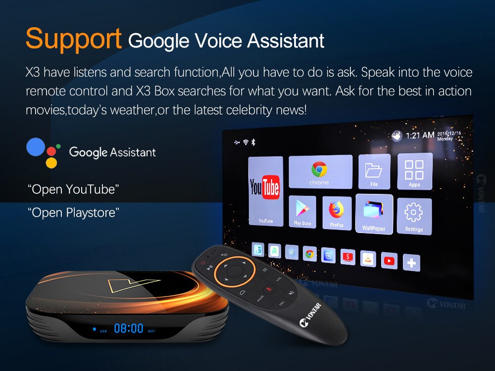 Vontar x3 4gb 128gb 8k caixa de tv android 9 inteligente android tvbox 9.0 amlogic s905x3 wifi 1080p bt 4k set top box 4gb 64gb 32gb