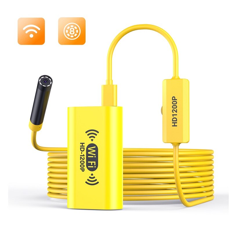 Enwor sem fio endosc&oacute;pio mini c&acirc;mera 8mm ip67 lente &agrave; prova dip67 &aacute;gua 1200p hd para android/ios/pc wifi inspe&ccedil;&atilde;o borescope