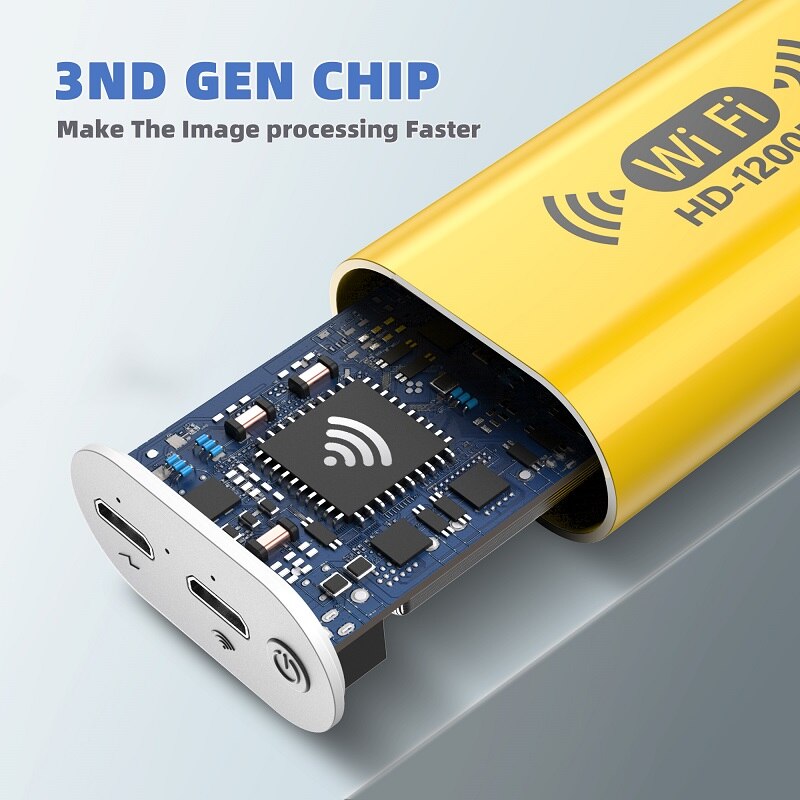 Enwor sem fio endosc&oacute;pio mini c&acirc;mera 8mm ip67 lente &agrave; prova dip67 &aacute;gua 1200p hd para android/ios/pc wifi inspe&ccedil;&atilde;o borescope