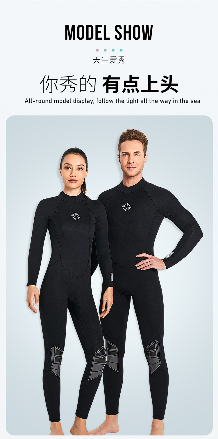 3mm Neoprene Wetsuit Men Surfing Plus Size One-piece Swimsuit Women Diving Suit Water Sports Scuba Diving and Snorkeling Wetsuit