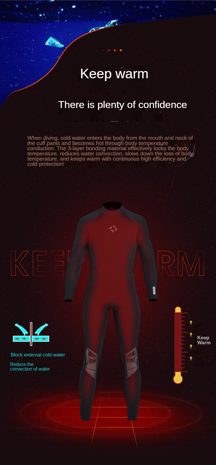 3mm Neoprene Wetsuit Men Surfing Plus Size One-piece Swimsuit Women Diving Suit Water Sports Scuba Diving and Snorkeling Wetsuit