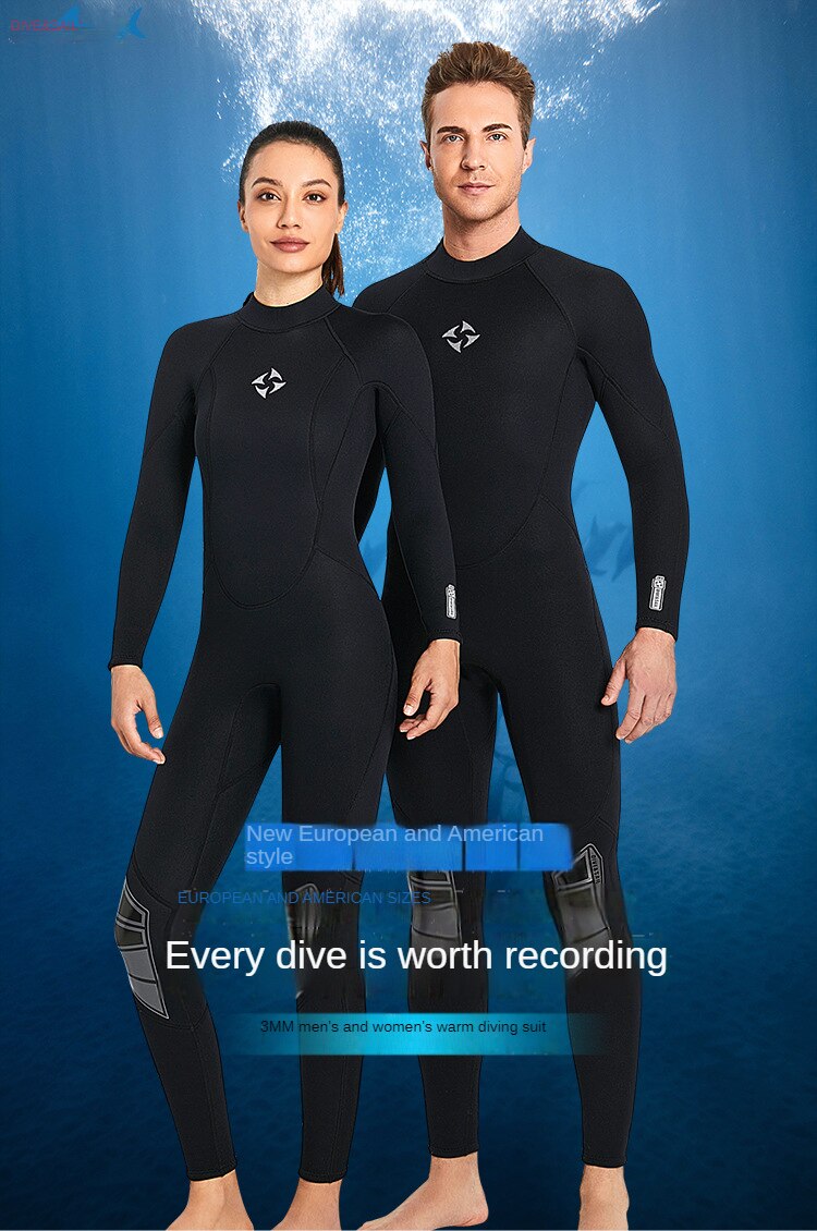 3mm Neoprene Wetsuit Men Surfing Plus Size One-piece Swimsuit Women Diving Suit Water Sports Scuba Diving and Snorkeling Wetsuit
