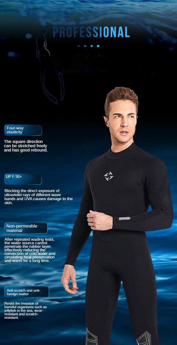 3mm Neoprene Wetsuit Men Surfing Plus Size One-piece Swimsuit Women Diving Suit Water Sports Scuba Diving and Snorkeling Wetsuit