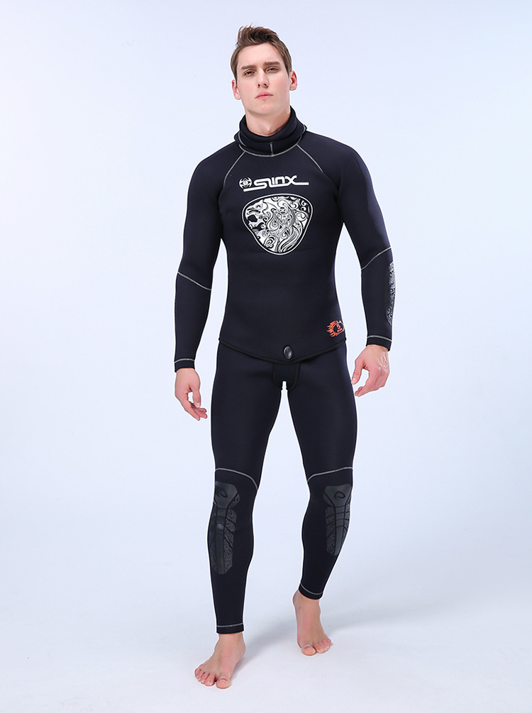 5MM Neoprene Wetsuit Spear Fishing Hooded Men Diving Suit Tops Pants Water Sports Swimsuit Scuba Diving and Snorkeling Wetsuit