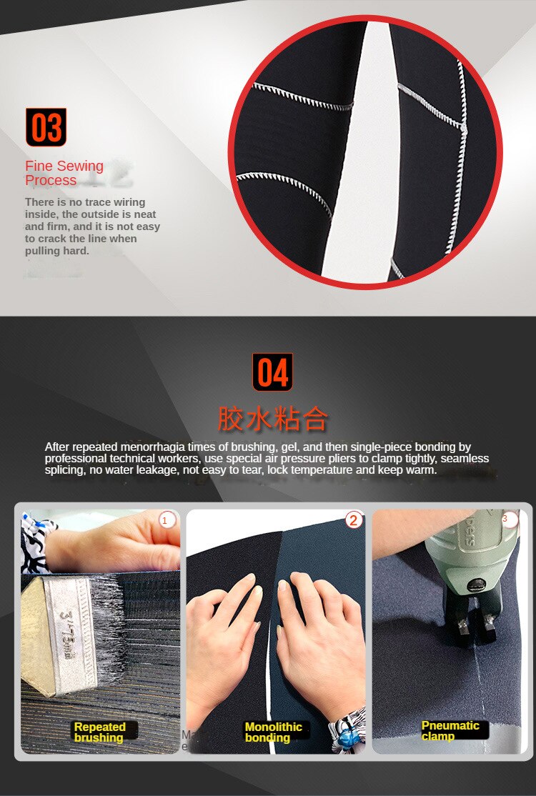 5MM Neoprene Wetsuit Men Women Hand and Foot Zipper Velvet Full Body Wetsuit Scuba Diving Snorkeling Surfing Swimming Wet Suit