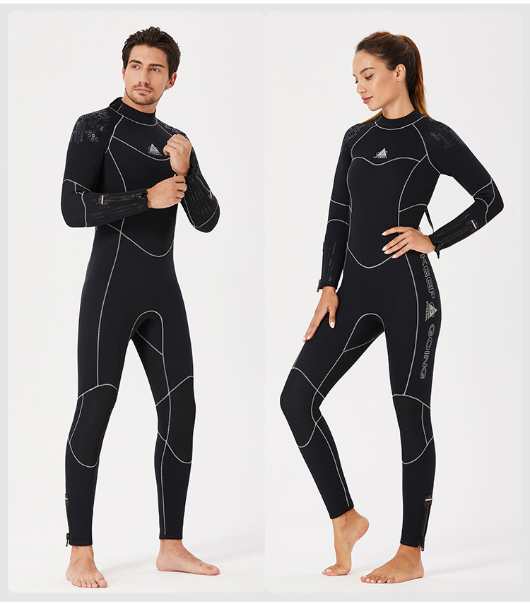 5MM Neoprene Wetsuit Men Women Hand and Foot Zipper Velvet Full Body Wetsuit Scuba Diving Snorkeling Surfing Swimming Wet Suit