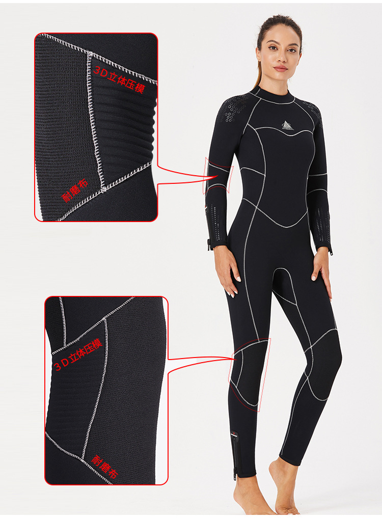 5MM Neoprene Wetsuit Men Women Hand and Foot Zipper Velvet Full Body Wetsuit Scuba Diving Snorkeling Surfing Swimming Wet Suit