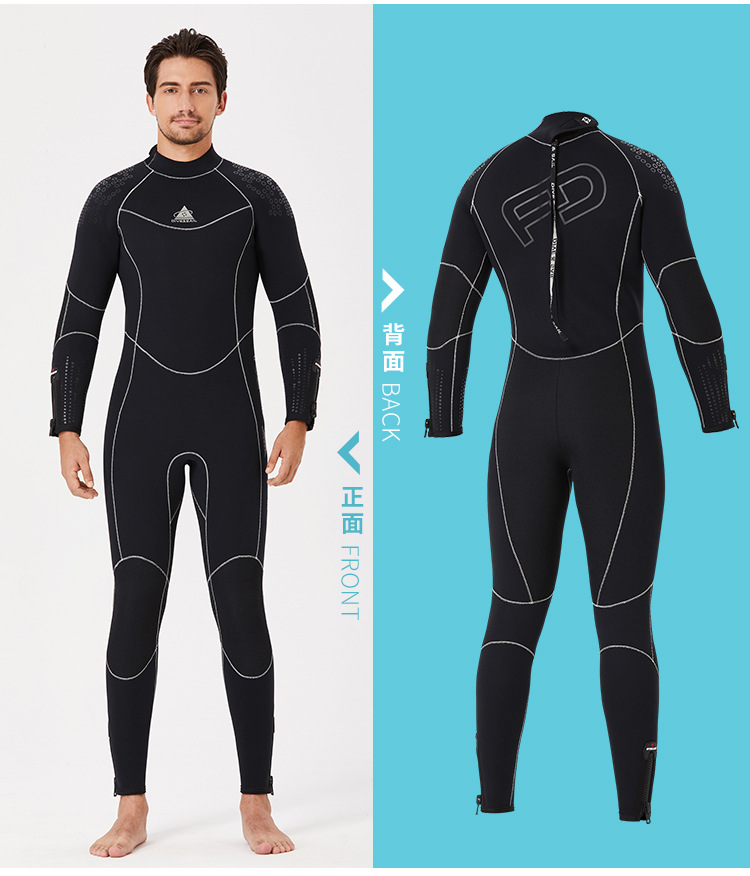 5MM Neoprene Wetsuit Men Women Hand and Foot Zipper Velvet Full Body Wetsuit Scuba Diving Snorkeling Surfing Swimming Wet Suit