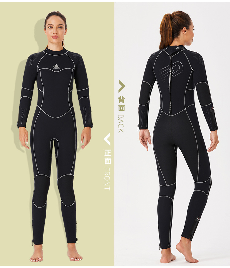 5MM Neoprene Wetsuit Men Women Hand and Foot Zipper Velvet Full Body Wetsuit Scuba Diving Snorkeling Surfing Swimming Wet Suit