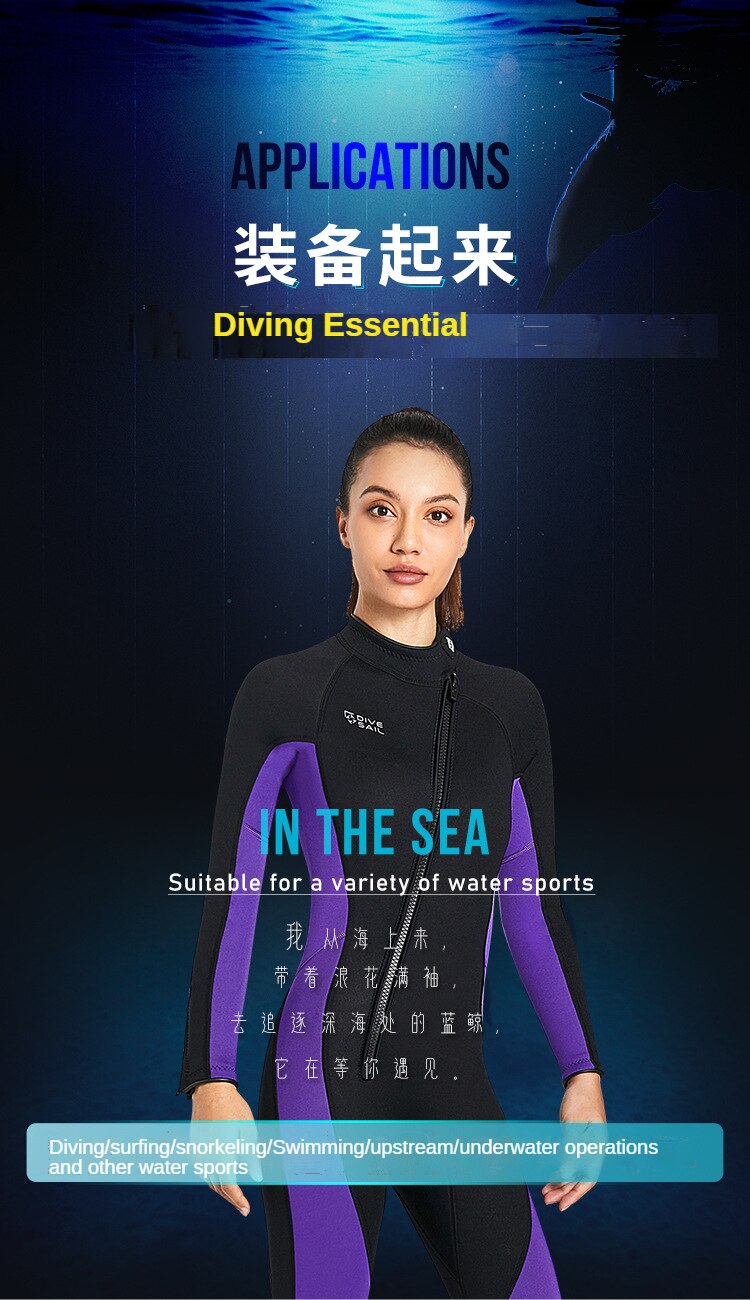 3MM Neoprene Wetsuit Men Surf Scuba Diving Suit Winter Swimwear Fishing Spearfishing Kitesurf Clothing Front Zipper Wet Suit