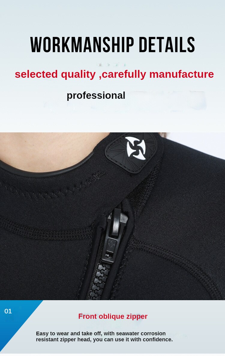 3MM Neoprene Wetsuit Men Surf Scuba Diving Suit Winter Swimwear Fishing Spearfishing Kitesurf Clothing Front Zipper Wet Suit