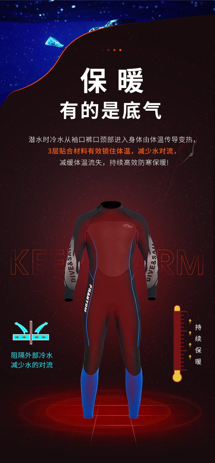 Wetsuit Men 3MM Neoprene Women One-piece Diving Suit Keep Warm  Surfing Diving wet Suit Long-sleeved Snorkeling Swimming Wetsuit