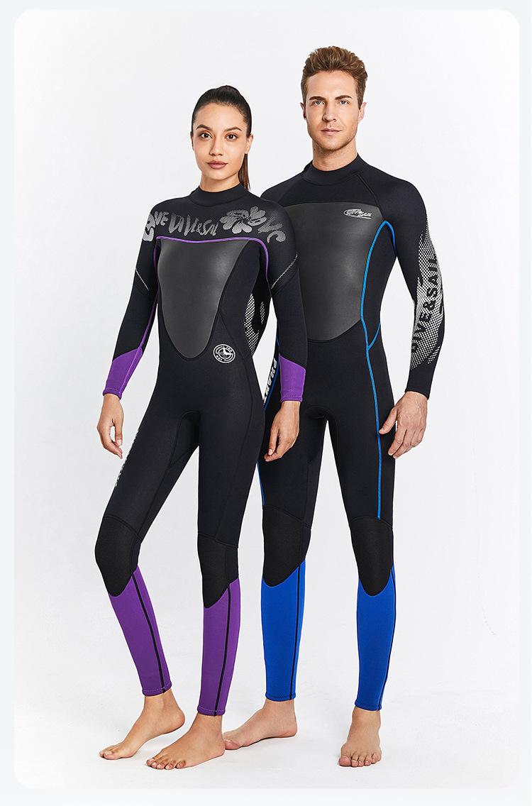 Wetsuit Men 3MM Neoprene Women One-piece Diving Suit Keep Warm  Surfing Diving wet Suit Long-sleeved Snorkeling Swimming Wetsuit