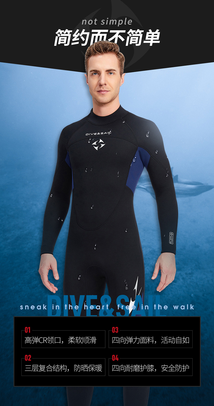3MM Neoprene Men Wetsuit Women Swimsuit One-Piece Surf Scuba Diving Snorkeling SpearFishing KiteSurfing Wetsuit Diving Equipment