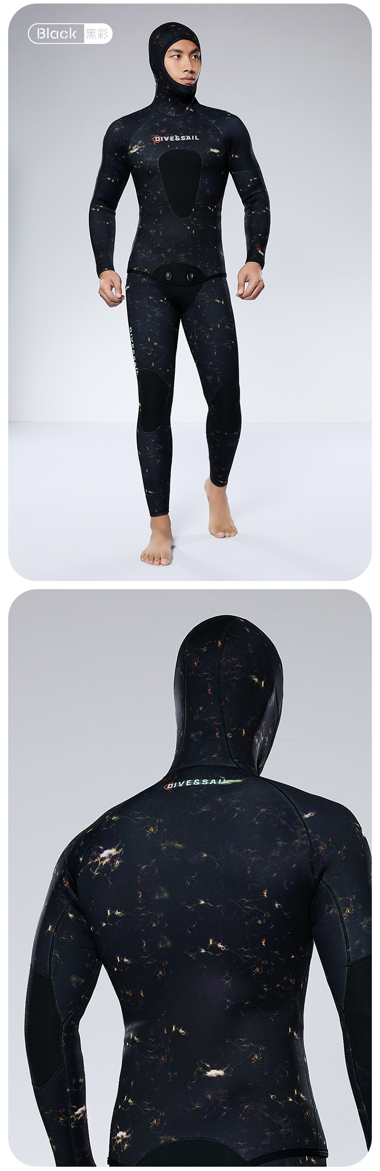 3MM Wetsuit Open Cell Diving Suit Profession Spear Fishing Wetsuit CR Neoprene Camo Hooded Scuba Diving Snorkeling Deep Wetsuits