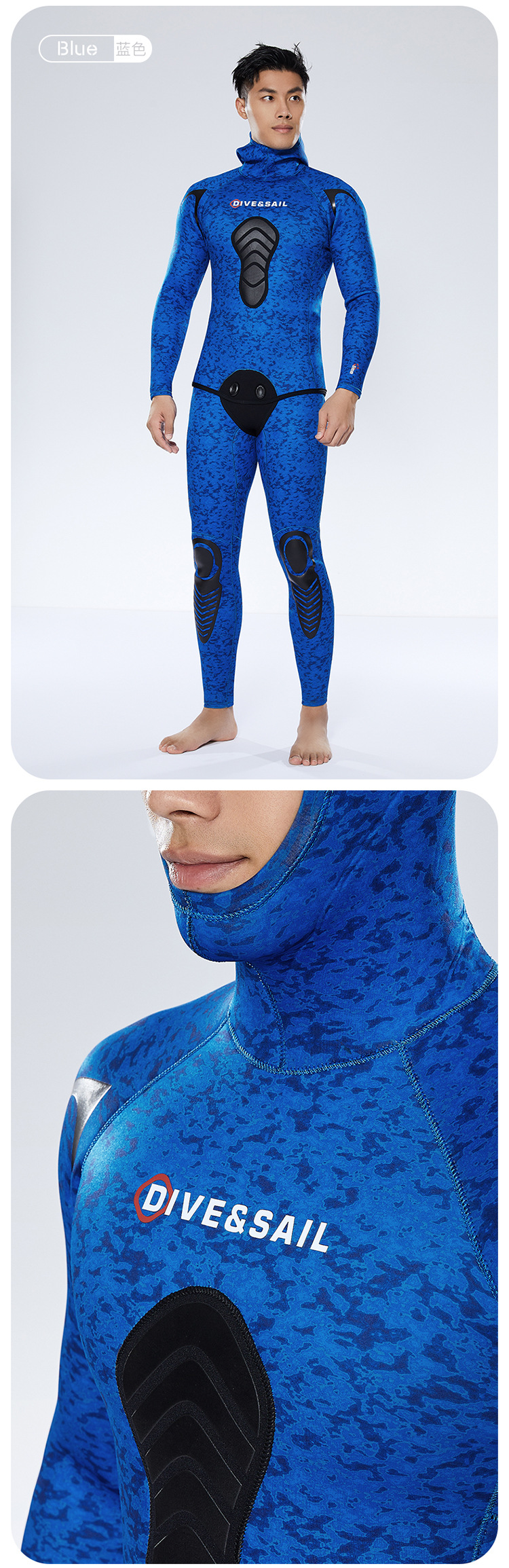 3MM Wetsuit Open Cell Diving Suit Profession Spear Fishing Wetsuit CR Neoprene Camo Hooded Scuba Diving Snorkeling Deep Wetsuits