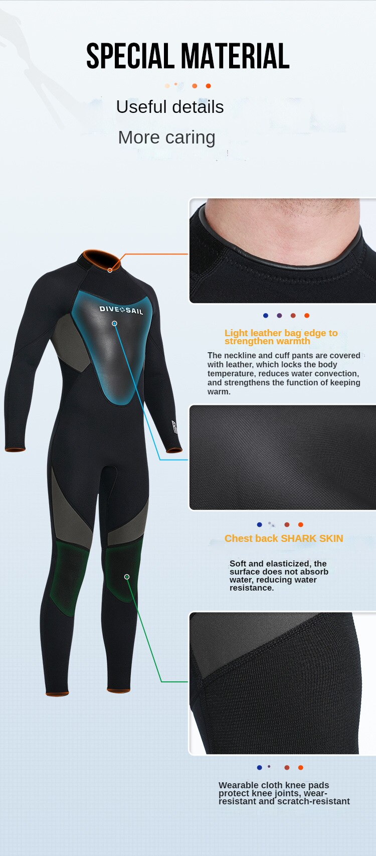 Wetsuit 3MM Neoprene Men Long-sleeved Women Swimming One-piece Surfing Diving Suit Water Sports Scuba Diving Snorkeling Wetsuits