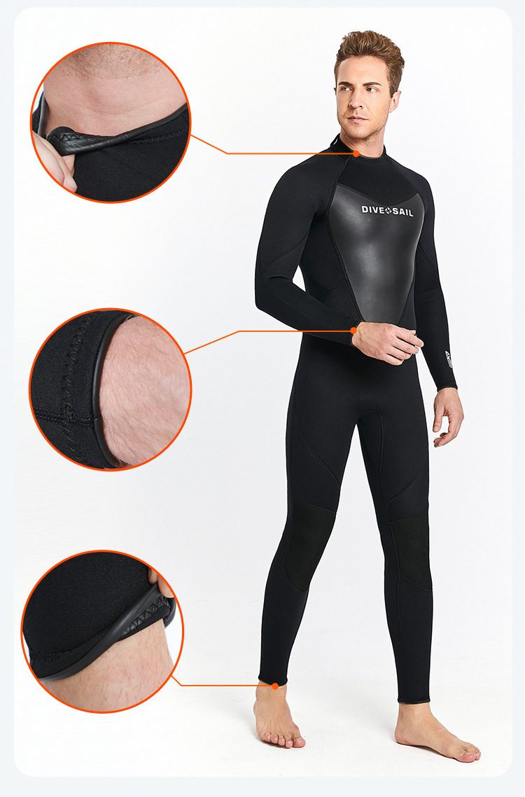 Wetsuit 3MM Neoprene Men Long-sleeved Women Swimming One-piece Surfing Diving Suit Water Sports Scuba Diving Snorkeling Wetsuits