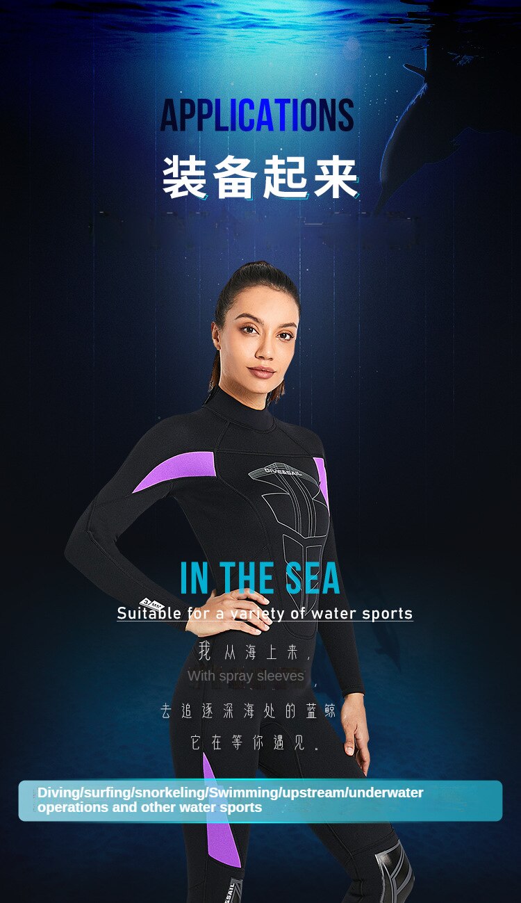 Wetsuit Men 3MM Neoprene One-piece suit Women Wetsuit Surfing Snorkeling Diving Suit Warm Premium Swimsuit Full Body Diving Suit