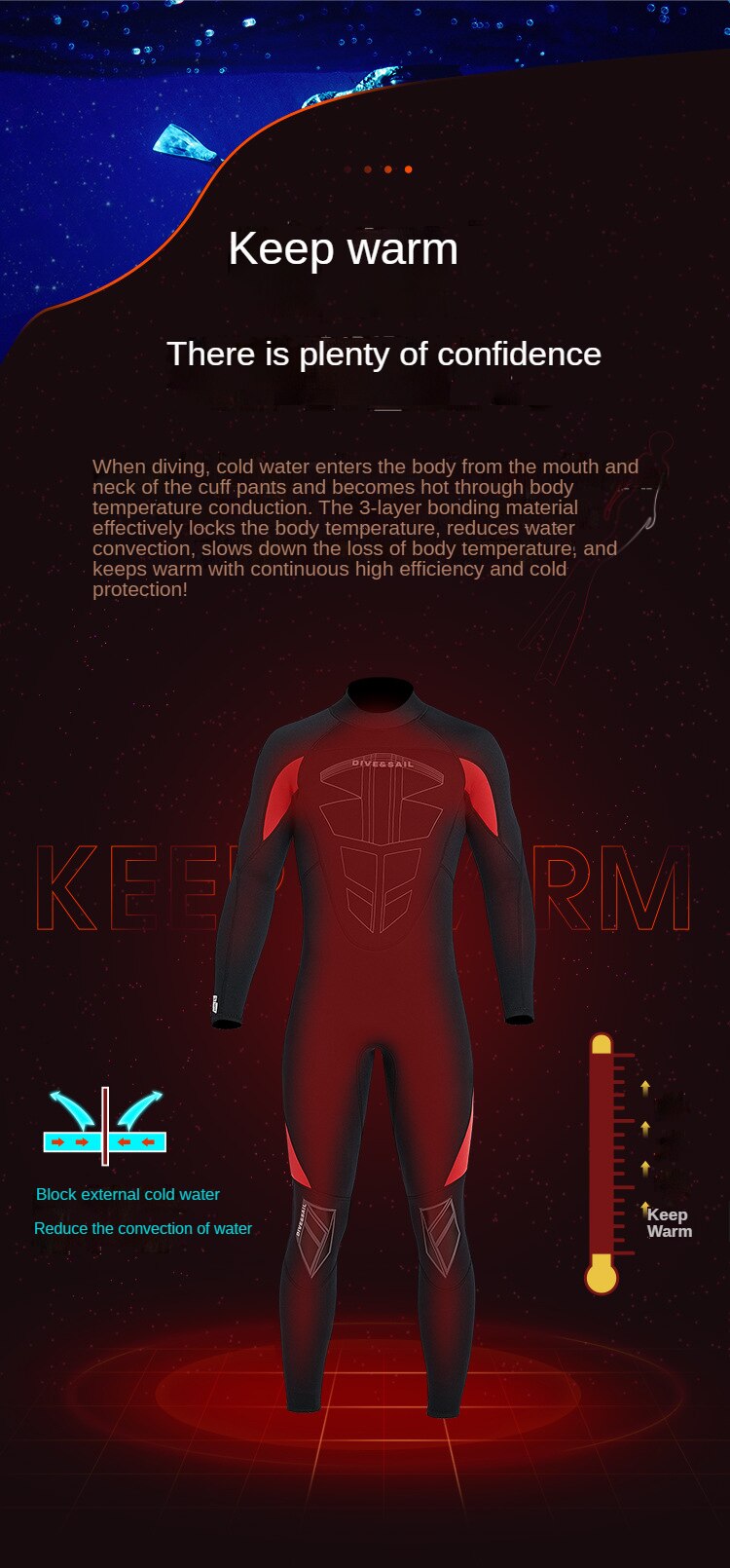 Wetsuit Men 3MM Neoprene One-piece suit Women Wetsuit Surfing Snorkeling Diving Suit Warm Premium Swimsuit Full Body Diving Suit