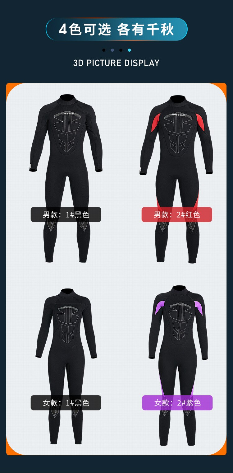 Wetsuit Men 3MM Neoprene One-piece suit Women Wetsuit Surfing Snorkeling Diving Suit Warm Premium Swimsuit Full Body Diving Suit