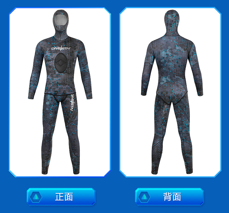 Spearfishing Wetsuit Set Neoprene Premium Wetsuit Snorkeling Scuba Free Diving Suit Hunting Split Camouflage Hooded Wetsuit