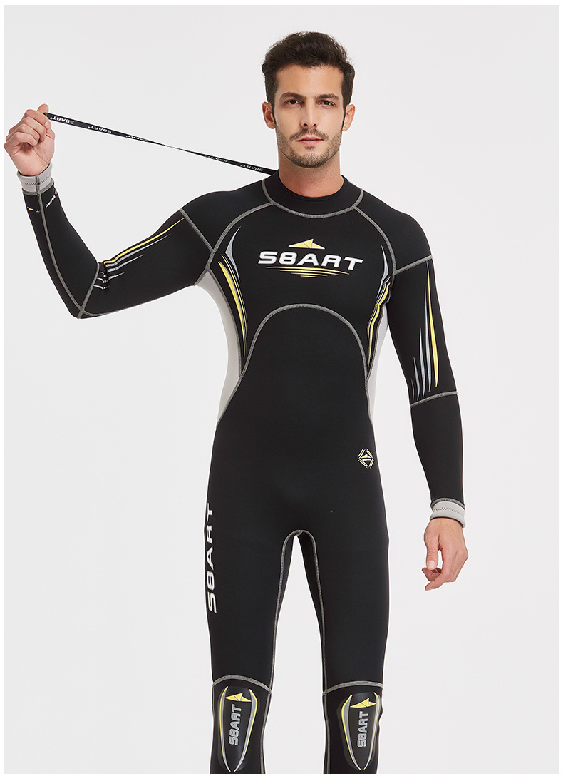 3MM Neoprene Wetsuit for Men and Women One-piece Thickened Warm Back Zipper Snorkeling Deep Diving Winter Swimsuit with Swimsuit