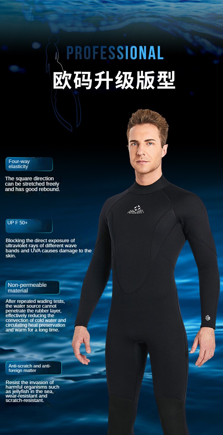 3MM Neoprene Men Wetsuit Winter Swimsuit One-piece Diving Suit Women Surfing Water Sports Scuba Diving and Snorkeling Wetsuits