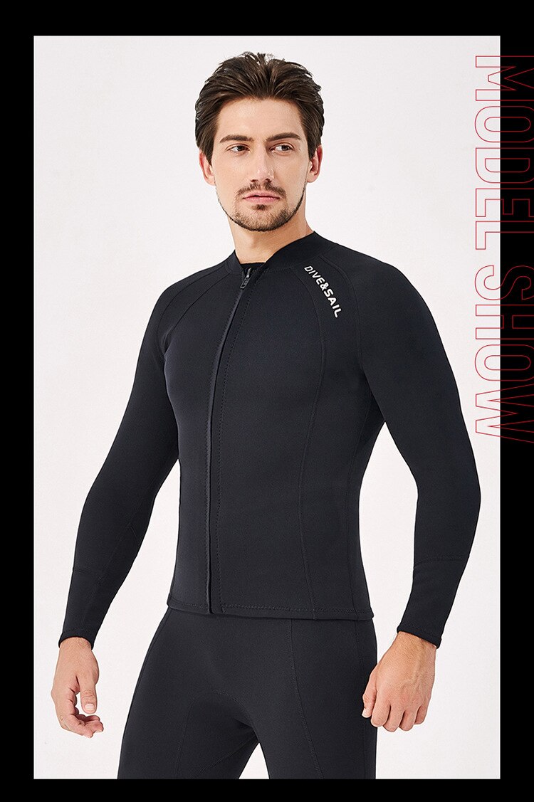 2MM Neoprene Wetsuit for Men and Women Split Long-Sleeved Swimsuit Scuba Diving Snorkeling Kite Surfing Suit Warm Wetsuit Jacket
