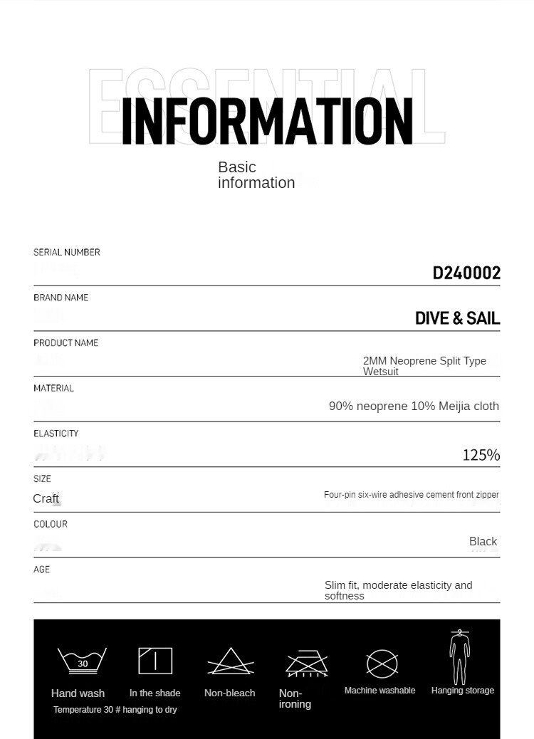 2MM Neoprene Wetsuit for Men and Women Split Long-Sleeved Swimsuit Scuba Diving Snorkeling Kite Surfing Suit Warm Wetsuit Jacket