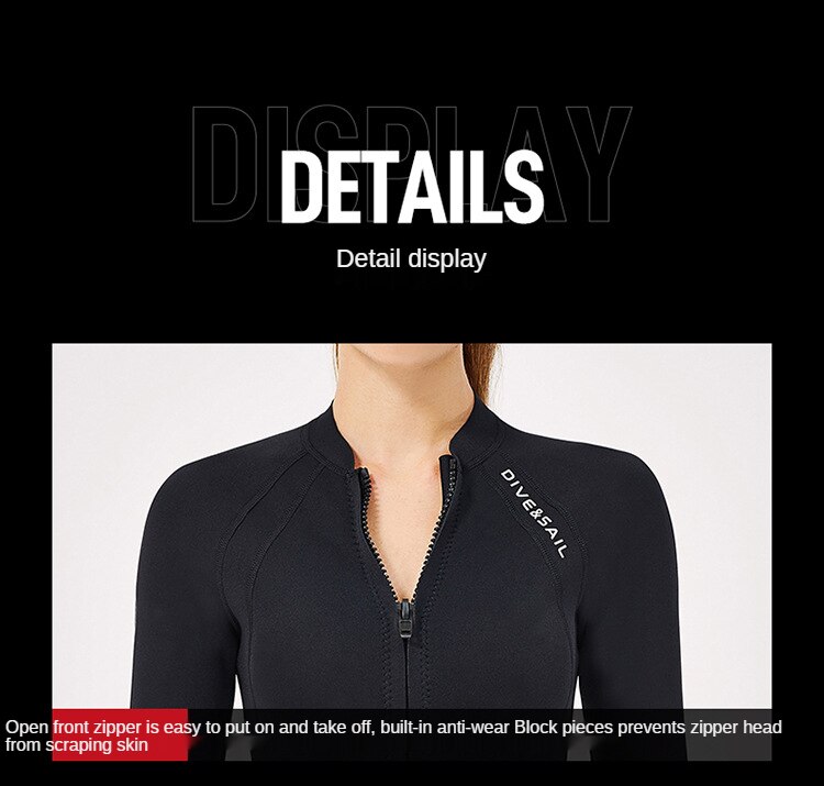 2MM Neoprene Wetsuit for Men and Women Split Long-Sleeved Swimsuit Scuba Diving Snorkeling Kite Surfing Suit Warm Wetsuit Jacket