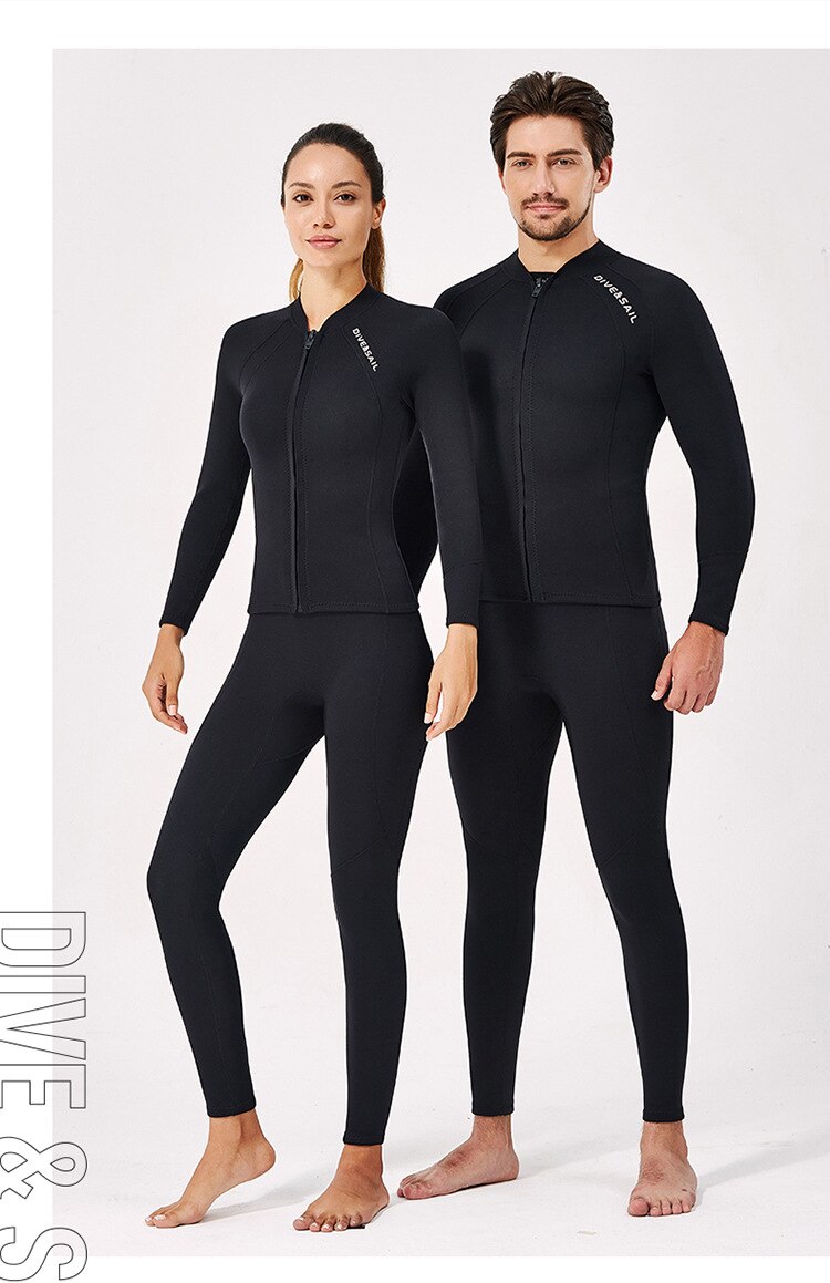2MM Neoprene Wetsuit for Men and Women Split Long-Sleeved Swimsuit Scuba Diving Snorkeling Kite Surfing Suit Warm Wetsuit Jacket