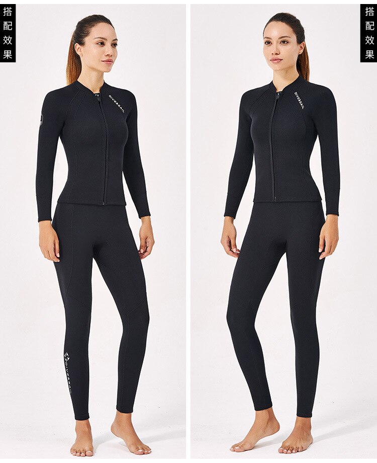 2MM Neoprene Wetsuit for Men and Women Split Long-Sleeved Swimsuit Scuba Diving Snorkeling Kite Surfing Suit Warm Wetsuit Jacket