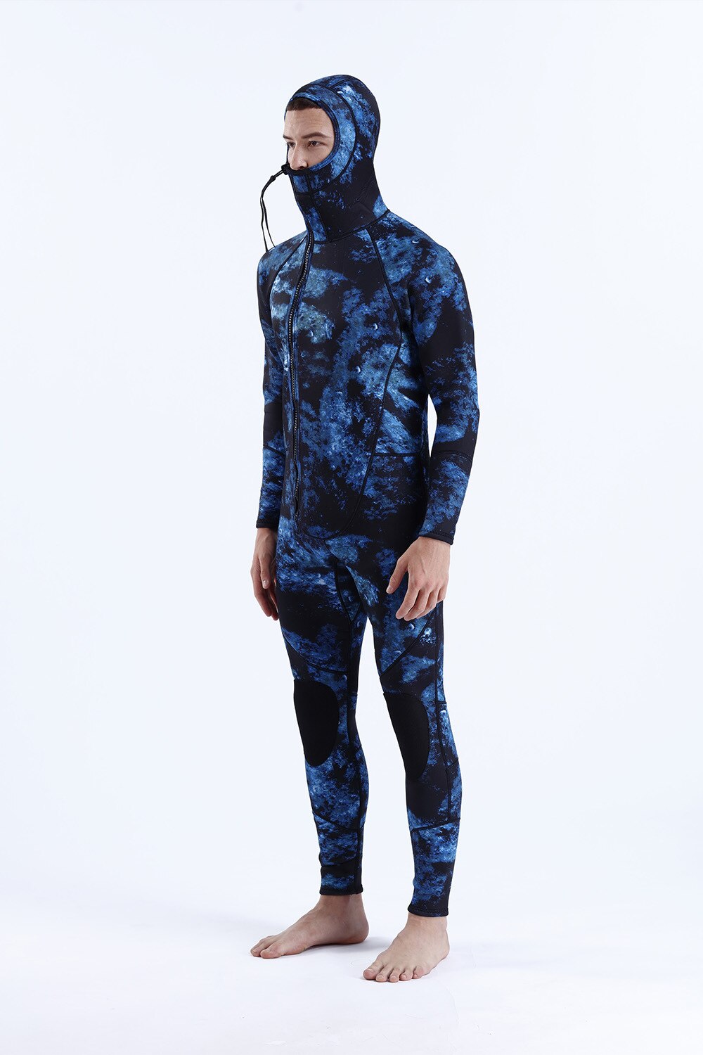 3MM SCR Neoprene Wetsuit Men Camouflage Hooded Full Body One-piece Front Zipper Fishing Snorkeling Scuba Diving Surfing Wetsuit