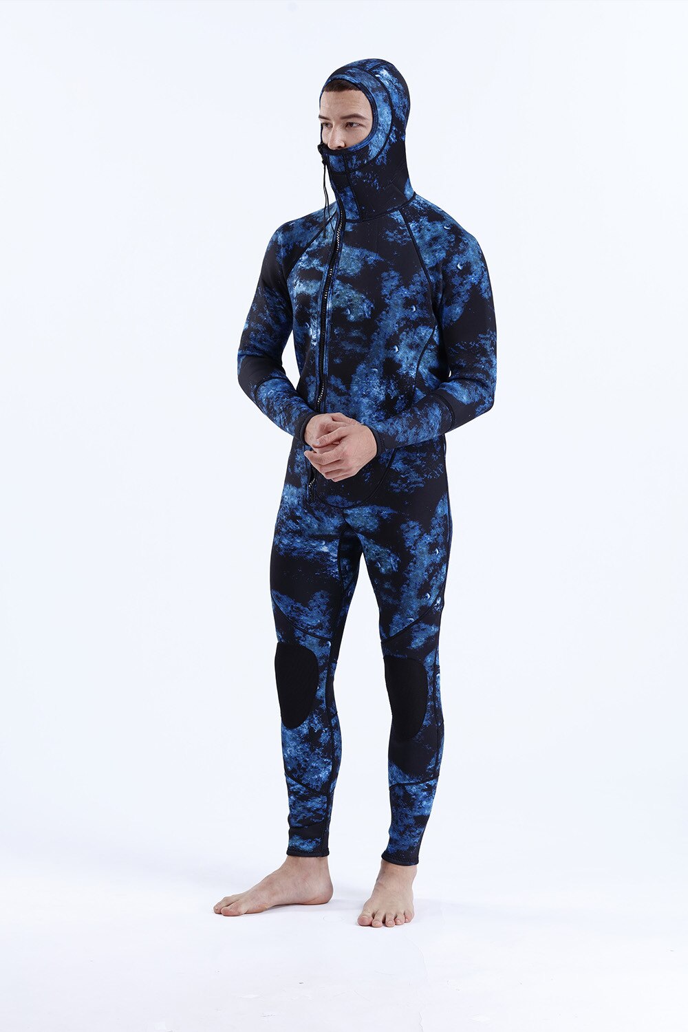 3MM SCR Neoprene Wetsuit Men Camouflage Hooded Full Body One-piece Front Zipper Fishing Snorkeling Scuba Diving Surfing Wetsuit
