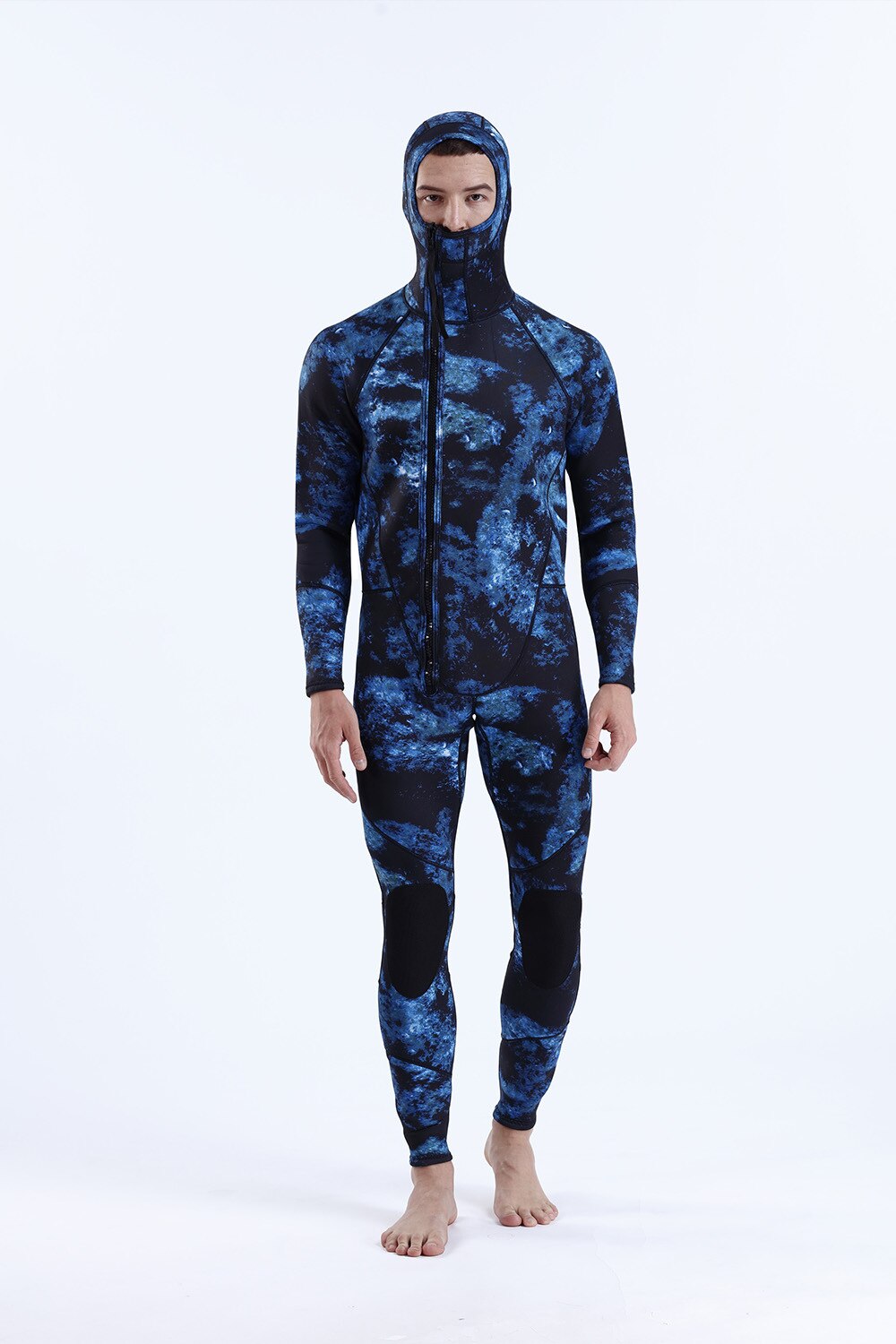 3MM SCR Neoprene Wetsuit Men Camouflage Hooded Full Body One-piece Front Zipper Fishing Snorkeling Scuba Diving Surfing Wetsuit