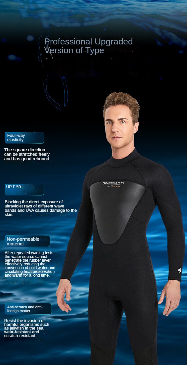 Diving Suit 3MM Neoprene Men One-piece Wetsuit Water Sports Women Swimsuit Surfing Scuba Diving Snorkeling High-quality Wetsuit