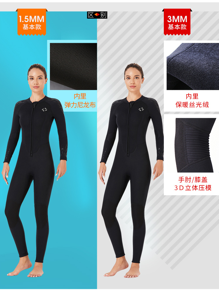 Men Full-body Wetsuit 1.5MM Neoprene Wetsuit One-piece Warm Wetsuit Sunscreen Female Snorkeling Surfing Water Sports Wetsuit
