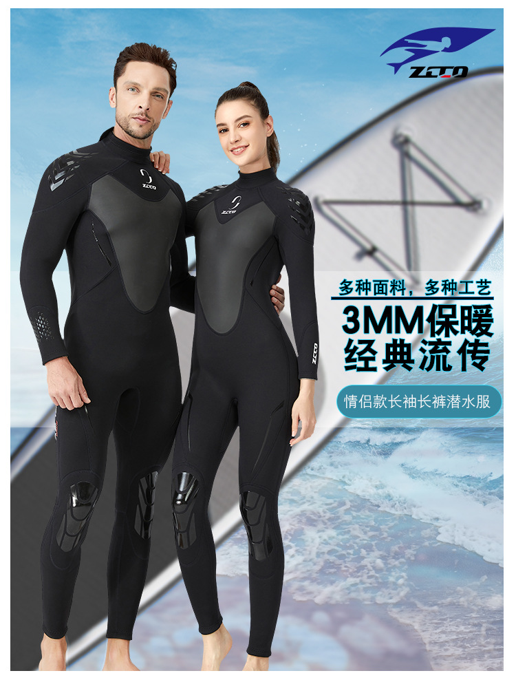 3mm Neoprene Wetsuit Men One-piece Warm Wetsuit Women  Long-sleeved Cold-proof Surfing Swimming Wetsuit scuba diving Fishing