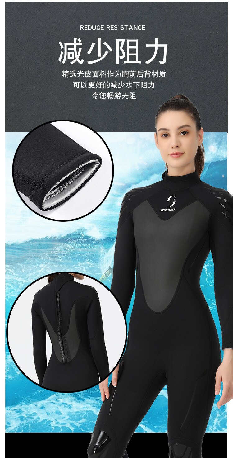 3mm Neoprene Wetsuit Men One-piece Warm Wetsuit Women  Long-sleeved Cold-proof Surfing Swimming Wetsuit scuba diving Fishing