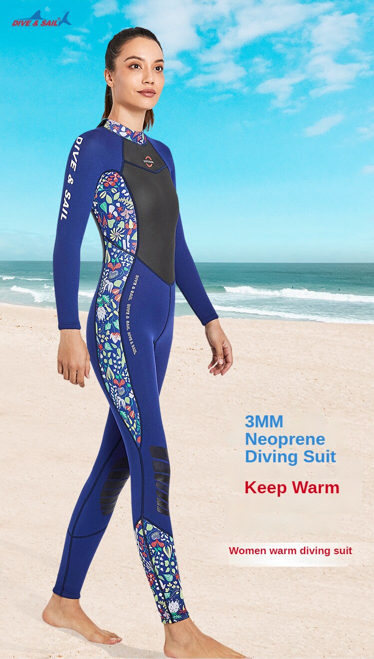 Women' Wetsuit 3MM Neoprene One-piece Thermal Swimsuit Thickened Swimming Surfing Diving Suit Scuba Diving Snorkeling Wetsuit