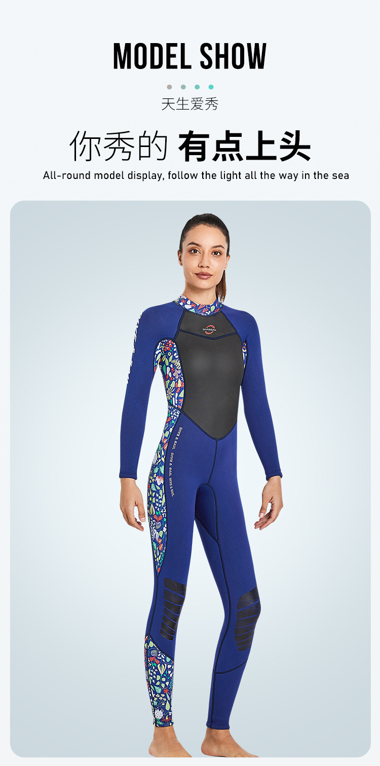 Women' Wetsuit 3MM Neoprene One-piece Thermal Swimsuit Thickened Swimming Surfing Diving Suit Scuba Diving Snorkeling Wetsuit