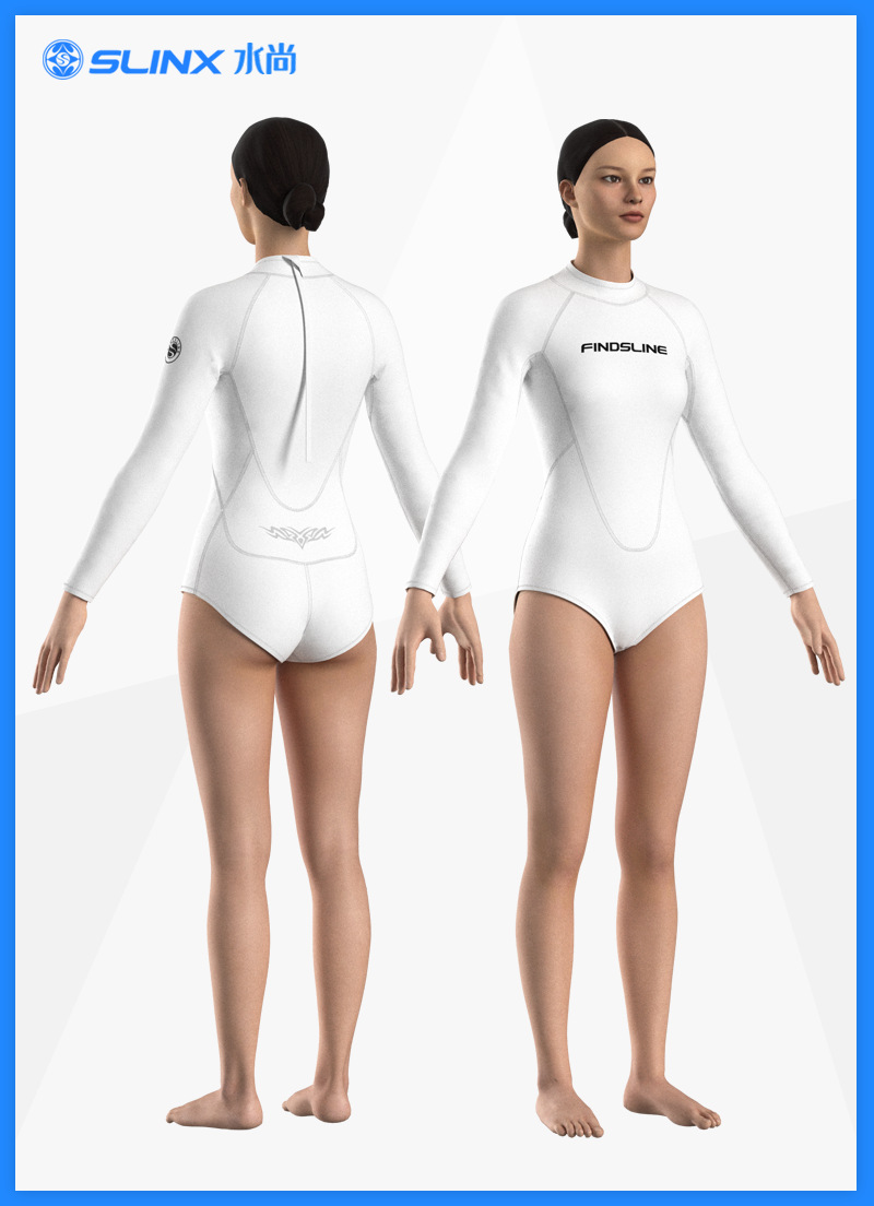 2mm Neoprene Wetsuit CR Super Elastic Bikini Women's Diving Suit Surfing Suit Sunscreen Swimsuit White Wetsuit