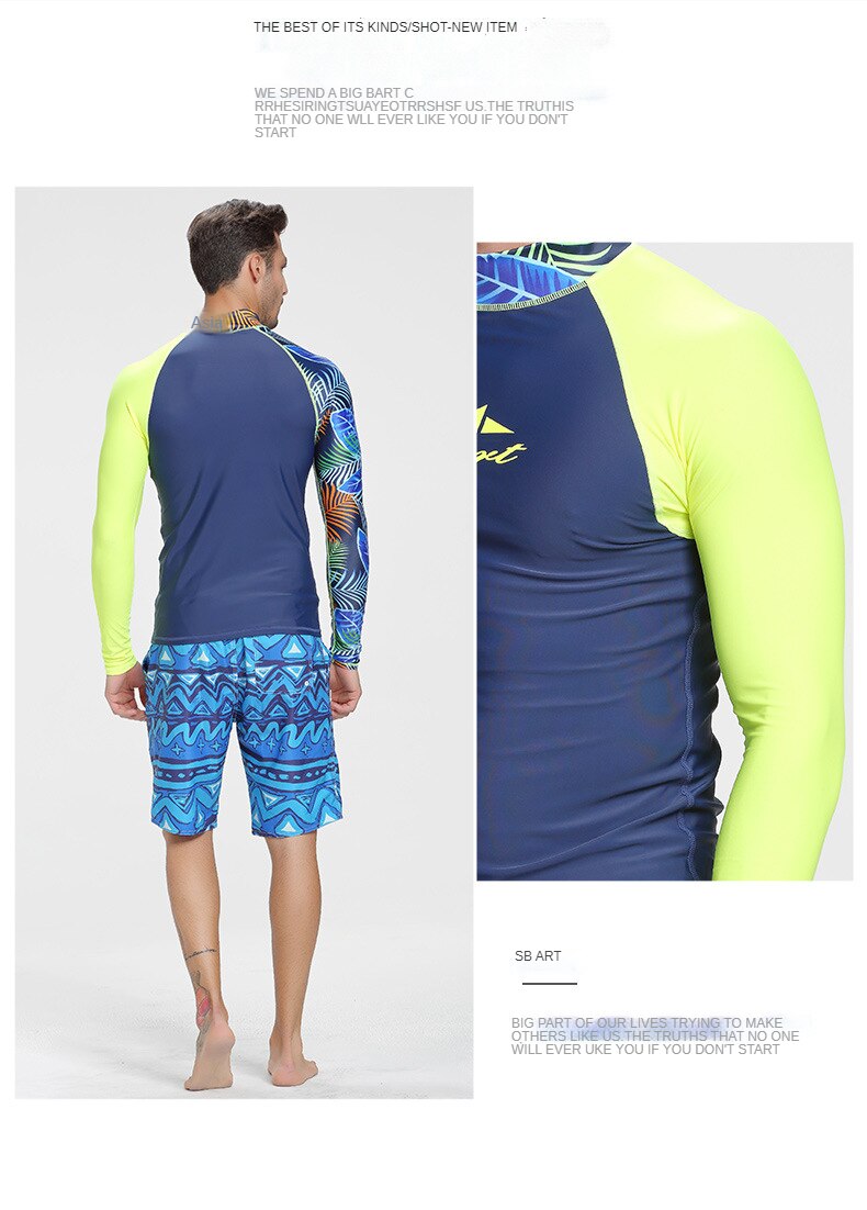 Men's Swimsuit Long-sleeved Sunscreen Swimsuit Surf Quick-drying Sunscreen Suit Swimwear Swimming Suit  Beach Wear