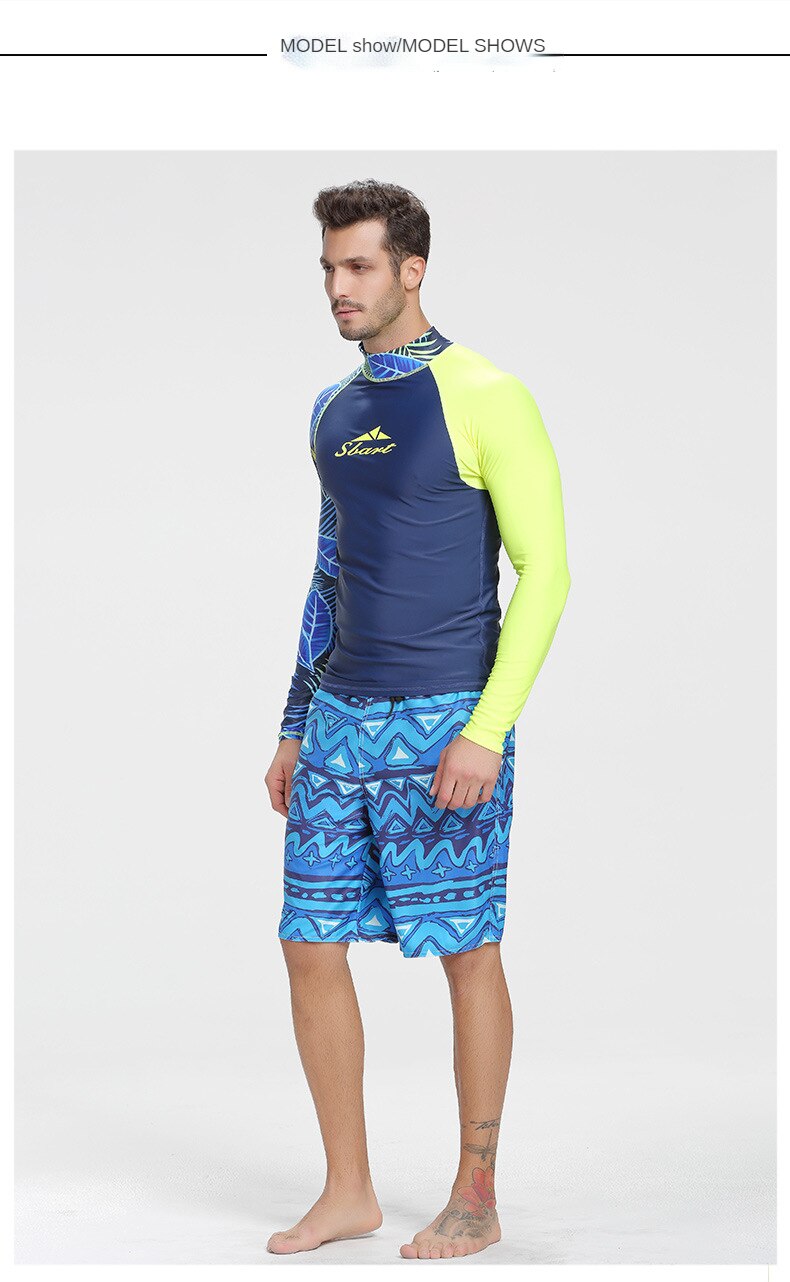 Men's Swimsuit Long-sleeved Sunscreen Swimsuit Surf Quick-drying Sunscreen Suit Swimwear Swimming Suit  Beach Wear