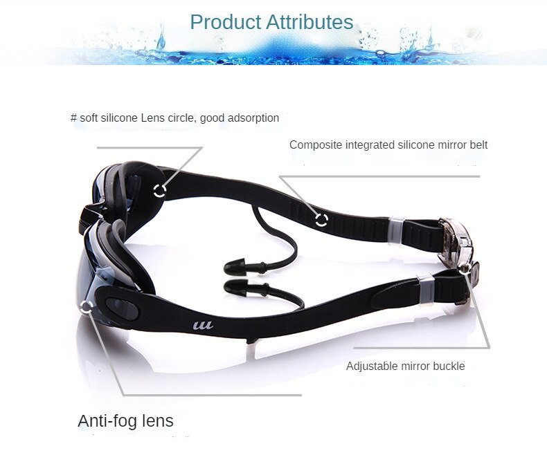 Adult Anti-fog and Waterproof High-definition Swimming Goggles for Men  Women Adjustable Silicone Swimming Pool Swimming Goggles